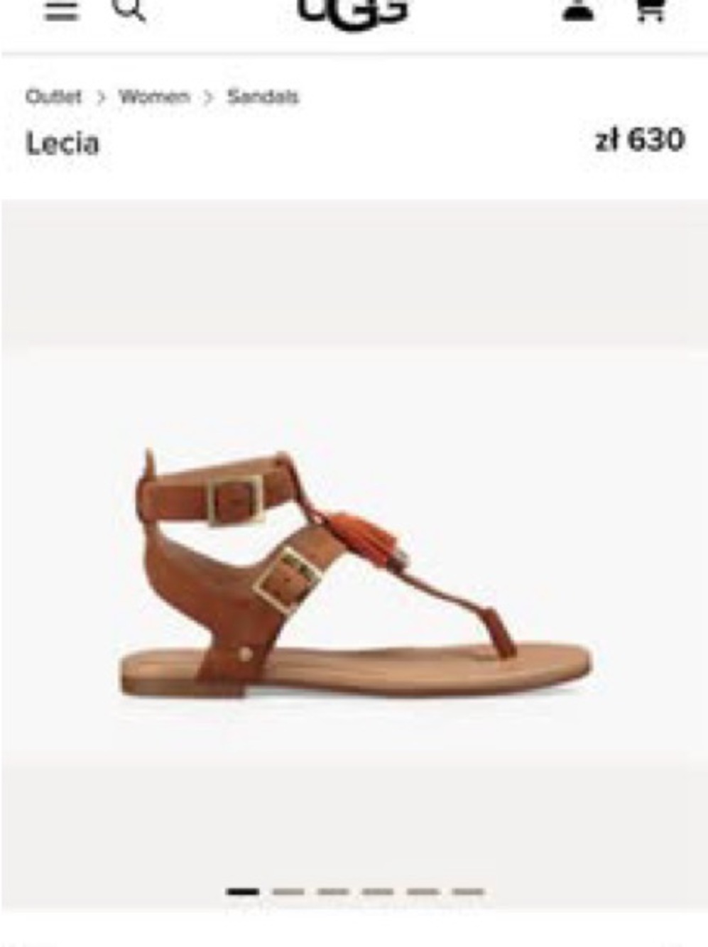 UGG Lecia Brown Leather T-Strap Sandals with Buckle Accents